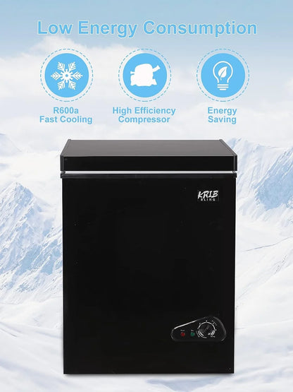 GGTB 3.0 Cu.ft Chest Freezer Top Open Door Compact Freezer with Adjustable Temperature Black