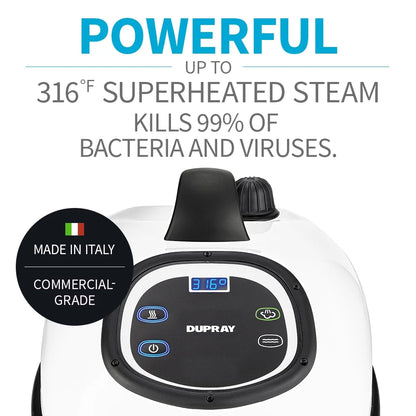 TOSCA�?Steam Cleaner by Dupray,  a Commercial-Grade Cleaner with Enamel-Coated Steel Case and Intuitive Digital Interface. 1600w of Power.