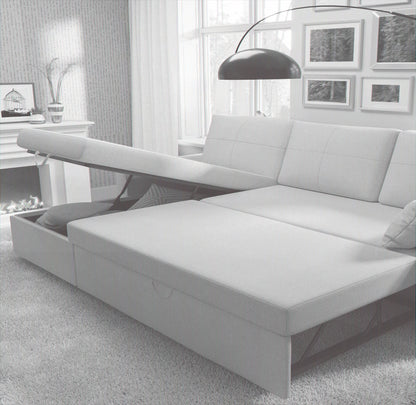 VANACC Sofa Bed, Adult Sleeper Sofa with Storage Chaise, Pull Out Couch for Bed Room, Gray Chenille