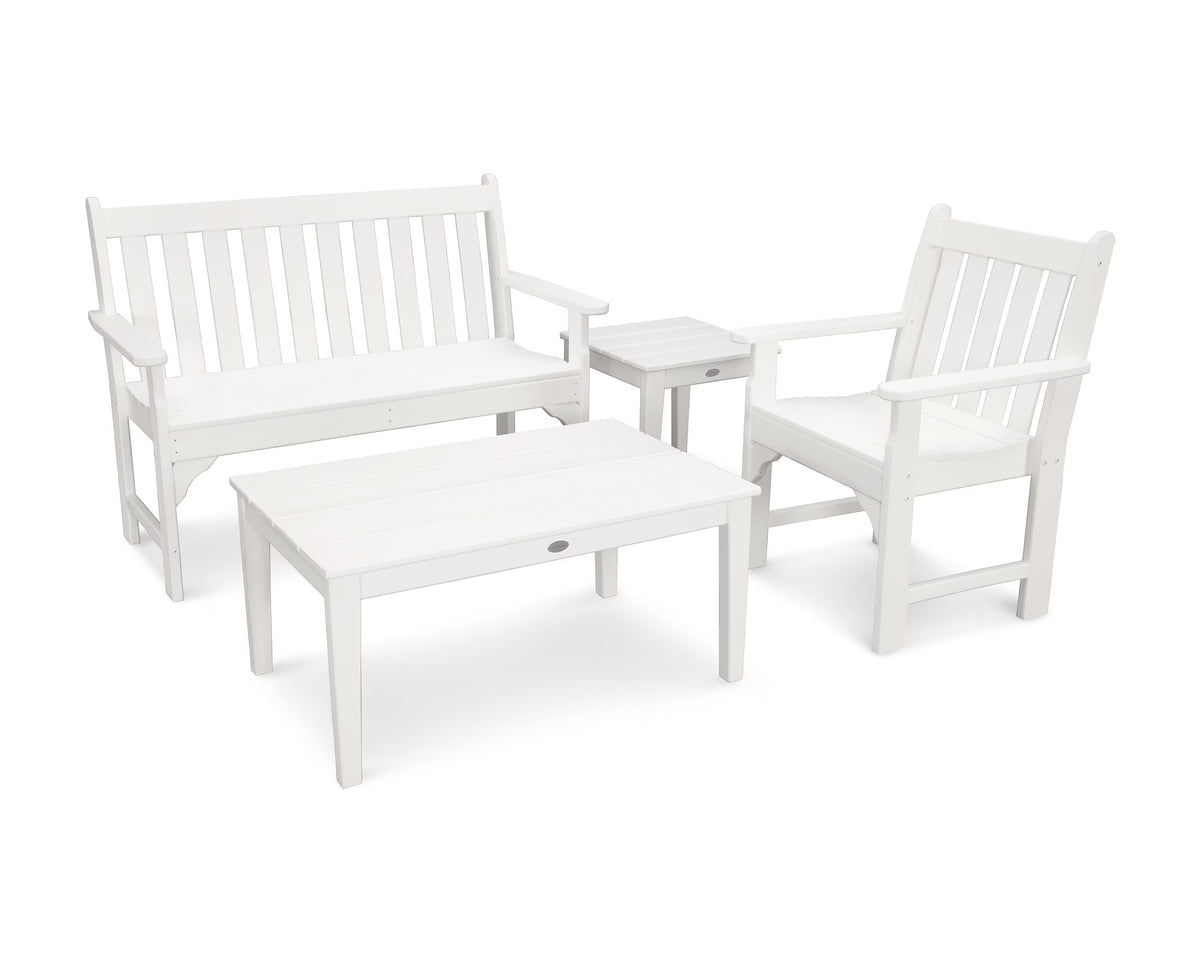 POLYWOOD Vineyard 4-Piece Bench Seating Set in Slate Grey