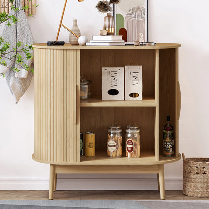 Mid Century Modern Buffet Sideboard Cabinet with Storage, Small Accent Cabinet with Sliding Door, for Living Room, Kitchen