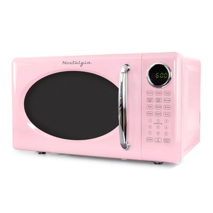 Nostalgia Retro Microwave Oven - 0.7 Cu Ft & 700-Watt Countertop Microwave with Glass Turntable, Child Safety Lock, 8 Auto-Cook Programs & Digital Clock - Aqua