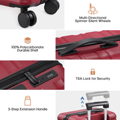 MIUSSE Luggage Sets 3 Piece, 20 Inch Carry On Luggage with Wheels, 100% PC Hardshell Suitcase with TSA Lock, Carry On Suitcases Airline Approved With Travel Backpack for Men Women
