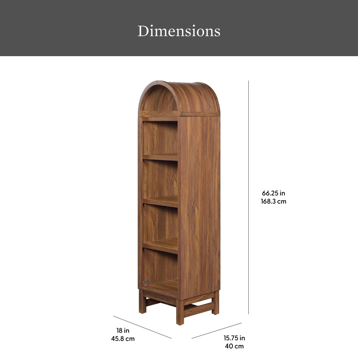 Better Homes & Gardens Juliet Narrow Arch Bookcase, Rich Black and Light Honey