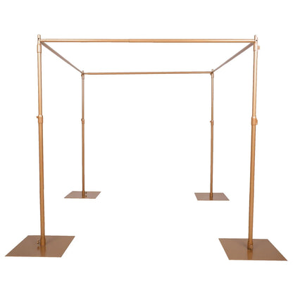 Efavormart 10ft | 4 Post Gold Metal DIY Photography Backdrop Stand, Wedding Arch Canopy Tent