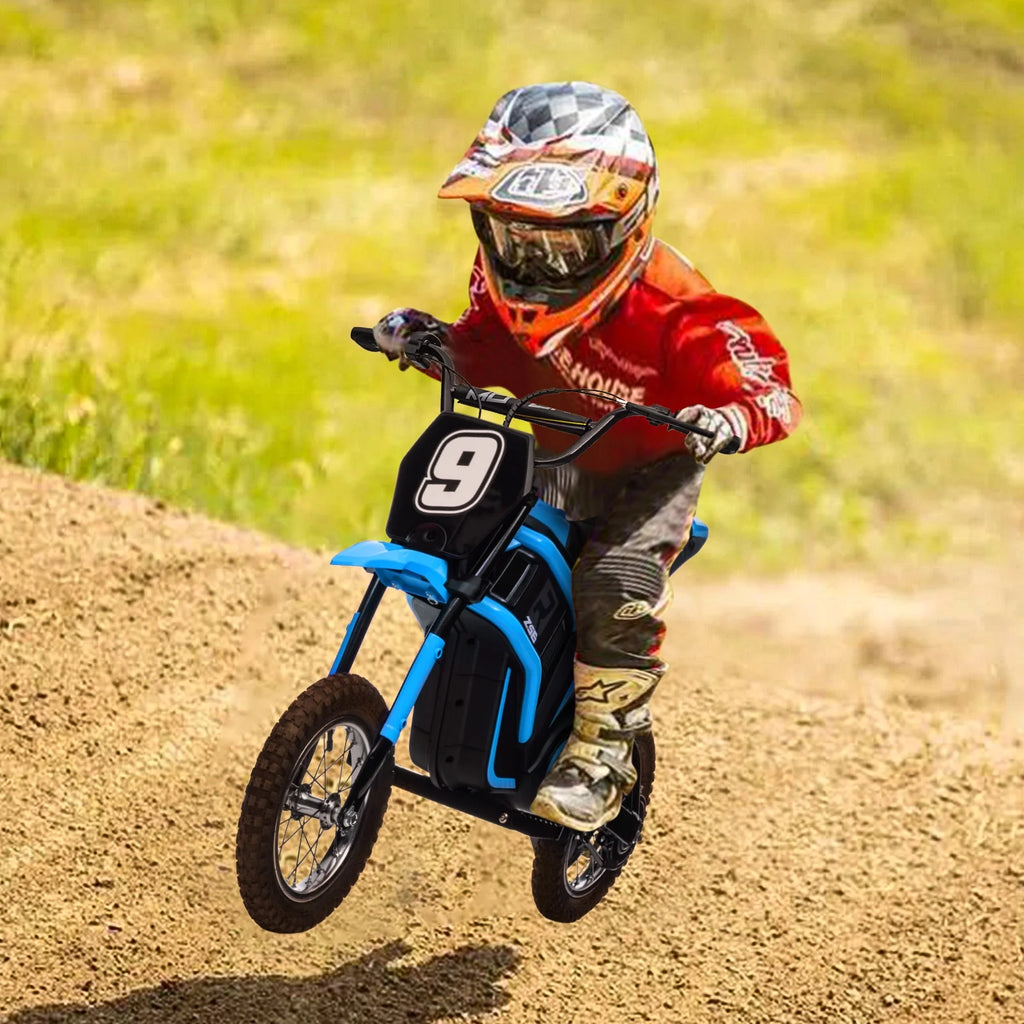 Kids Electric Dirt Bike,Electric-Powered Bike,2 Speed Settings,14.29 MPH Max,All-Terrain Electric Motorcycle for Ages 6-12,High-Speed Electric Dirt Bike for Kids,24V 350W