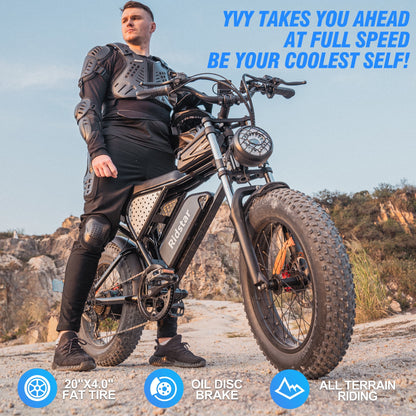 Ridstar Electric Bike for Adults Q20,1200W 30MPH,48V 15.6Ah Electric Bicycle,7 Speed Full Suspension Mountain Bike UL2849