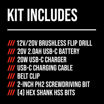 SKIL DL6300D-12 Brushless 12V/20V Flip Drill 20V Kit, Torque Adjustment and Display with 2.0Ah Battery and Charger
