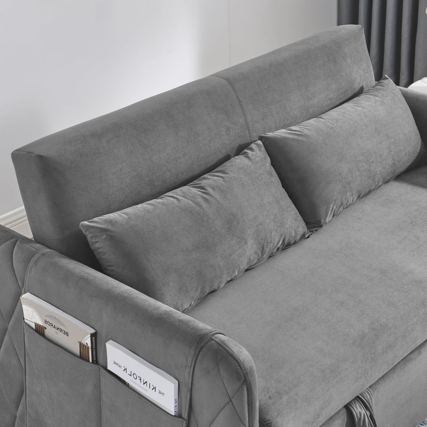 Convertible Sofa Bed,3 in 1 Sleeper Sofa with 2 Pillows and Adjustable Backrest for Living Room Office,Black