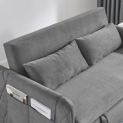 Convertible Sofa Bed,3 in 1 Sleeper Sofa with 2 Pillows and Adjustable Backrest for Living Room Office,Black