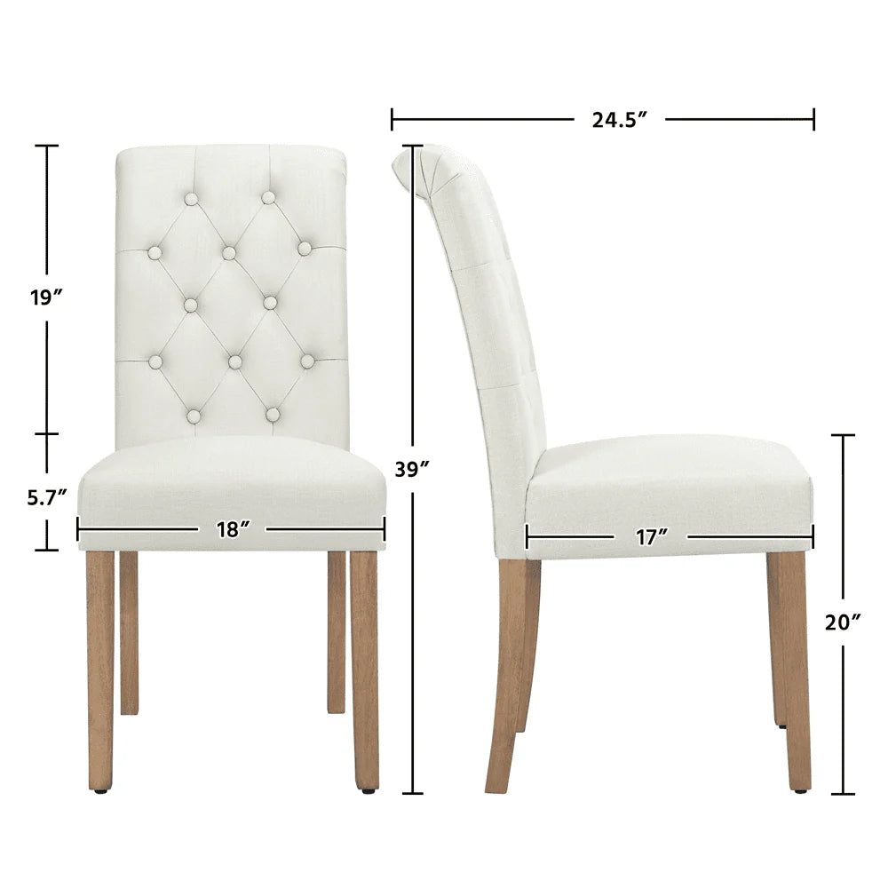 Yaheetech 2pcs Classic Fabric Upholstered Dining Chair, Beige