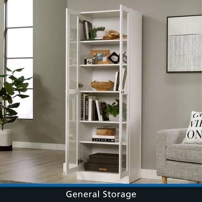 Mainstays Glass Door Storage Bookcase, Black Finish