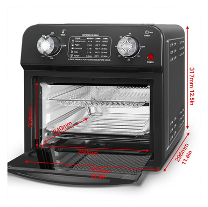 12.5 Quart 7-in-1 Convection Toaster Oven, 1500W, 5 Pre-set Menus, Roast, Bake, Grill, Broil, Toast, Dehydrate, Defrost, Stainless Steel, Black