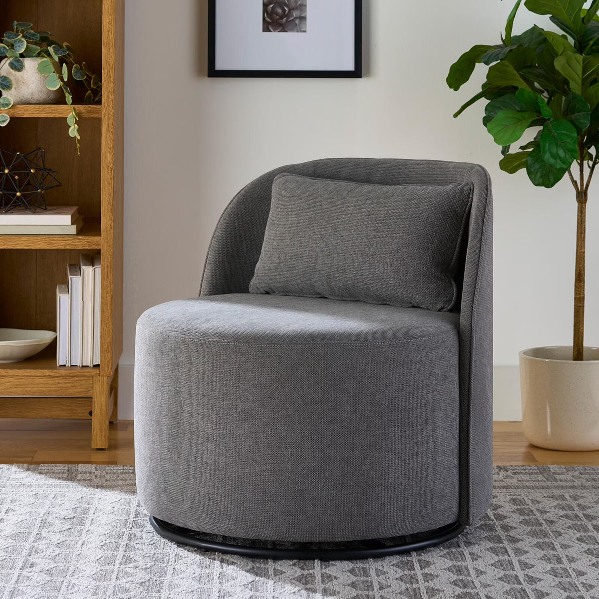 Better Homes & Gardens Juliet Modern Arch Swivel Accent Chair, Cream Boucle