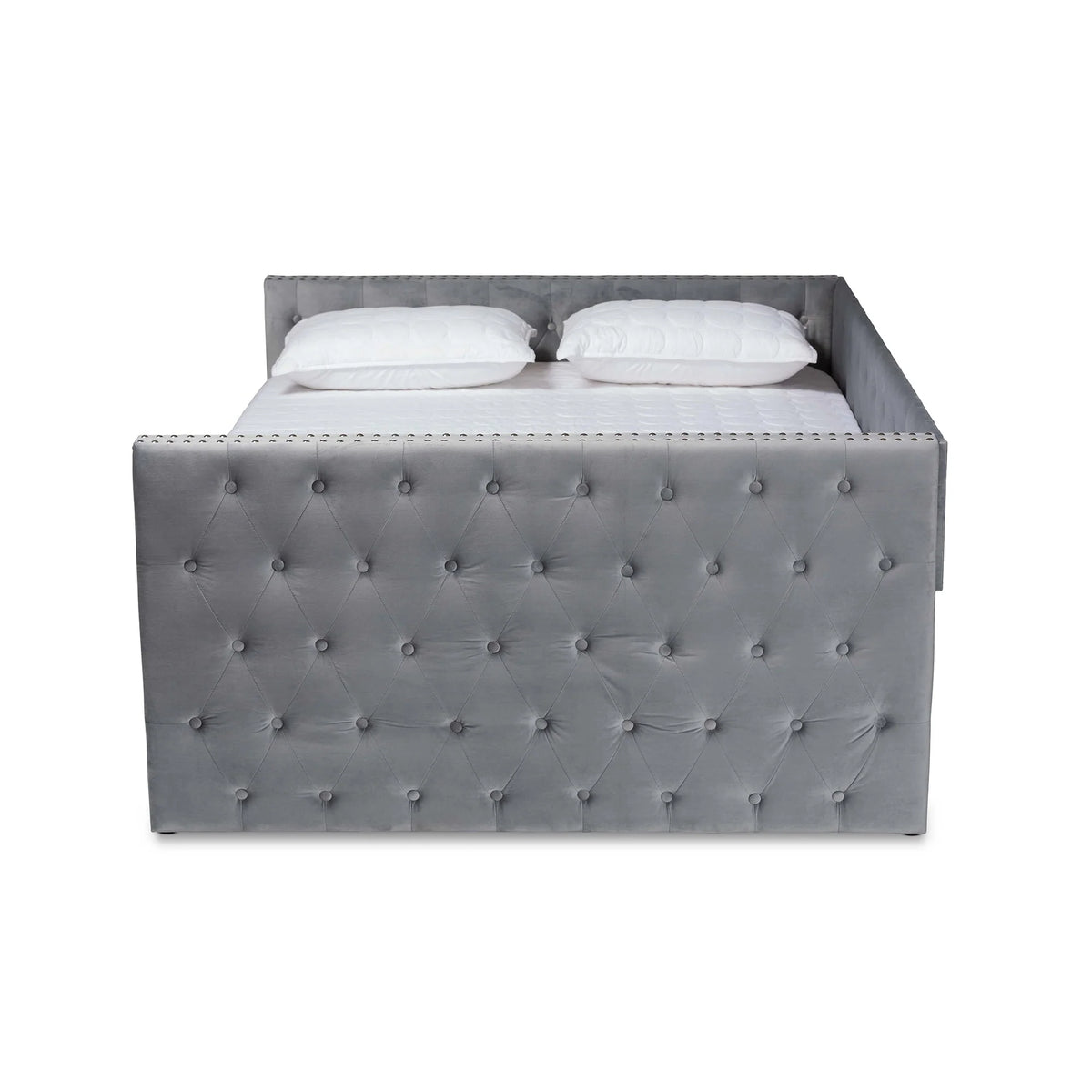Baxton Studio Larkin Contemporary Upholstered with Trundle Daybed, Full, Grey