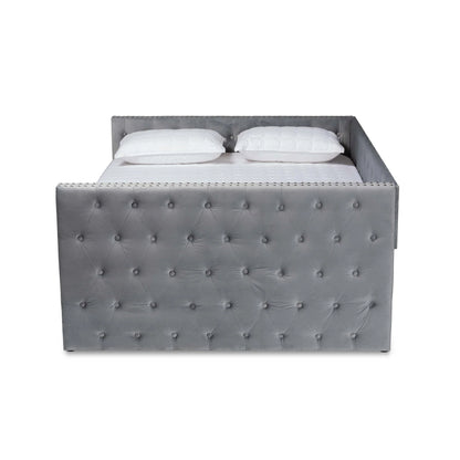 Baxton Studio Larkin Contemporary Upholstered with Trundle Daybed, Full, Grey