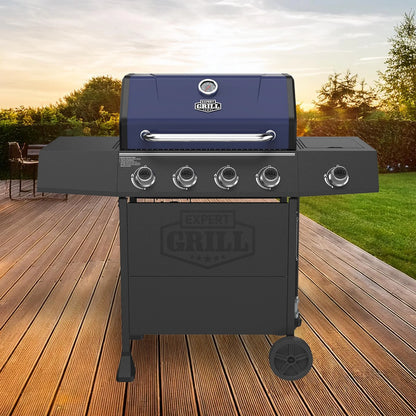 Expert Grill 4 Burner with Side Burner Propane Gas Grill in Blue
