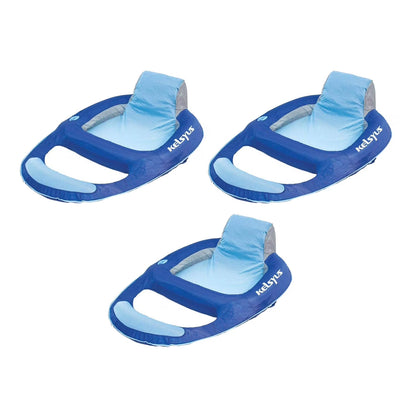 Kelsyus Floating Pool Lounger Inflatable Chair w/ Cup Holder Blue (2 Pack) 80014
