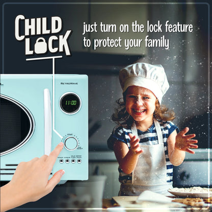 Nostalgia Retro 0.9 Cu. ft. 800-Watt Countertop Microwave Oven, Aqua