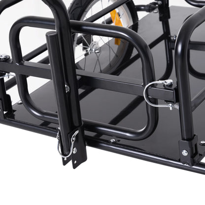 Aosom Foldable Bike Cargo Trailer Cart with Hitch, 88 lbs. Capacity, Black