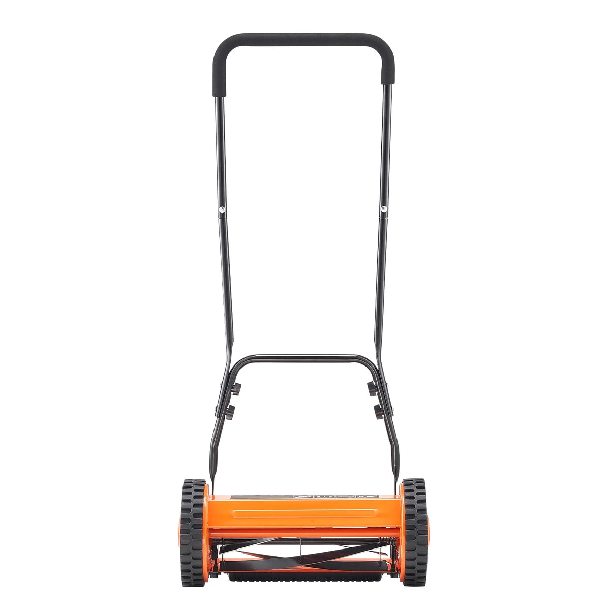 KFFKFF 16-Inch Manual Push Reel Lawn Mower, 5-Blade Design, Adjustable Cutting Height from 0.6 to 1.75 Inches, Walk-Behind Mower with Grass Collection Bag for Lawns, Driveways, and Courtyards