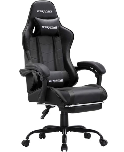 GTRACING GTWD-200 Ergonomic Gaming Chair with Adjustable Pillows and Footrest , White