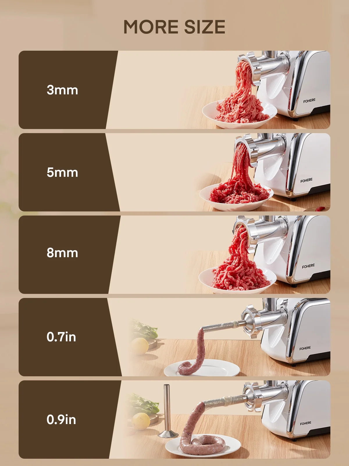 Electric Meat Grinder Heavy Duty,3000W Max 5 in1 Sausage Stuffer Maker with 4 Stainless steel Plates & 3 Blades,Sausage & Kubbe Maker Kit/Slider Maker