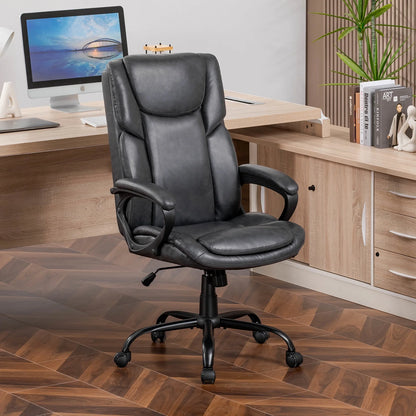 Mainstays Executive Ergonomic High Back Leather Home Office Desk Chair, Black