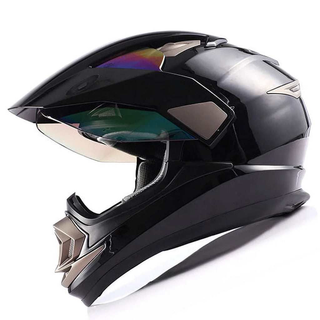 1Storm Dual Sport Helmet Motorcycle HGXP14A Full Face Motocross Off Road Bike + Motorcycle Bluetooth Headset: Matt Black