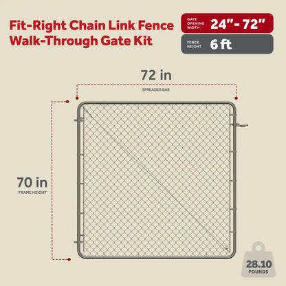 Adjust-A-Gate Fit-Right Chain Link Gate Kit with Square Corner Frame, Black