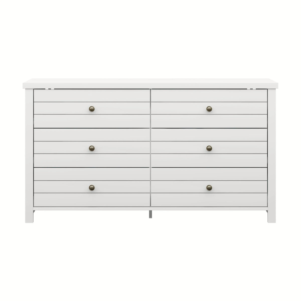 Living Essentials by Hillsdale Harmony Wood 6 Drawer Dresser, Matte White