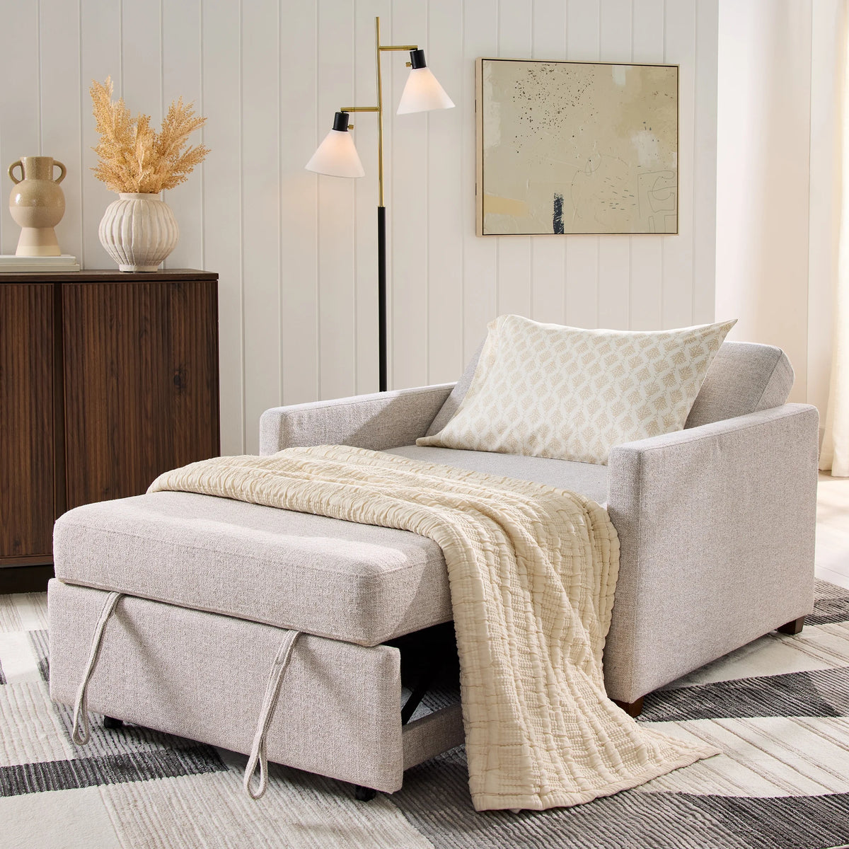 Better Homes & Gardens Nolan Pull Out Sleeper Accent Chair, Wheat