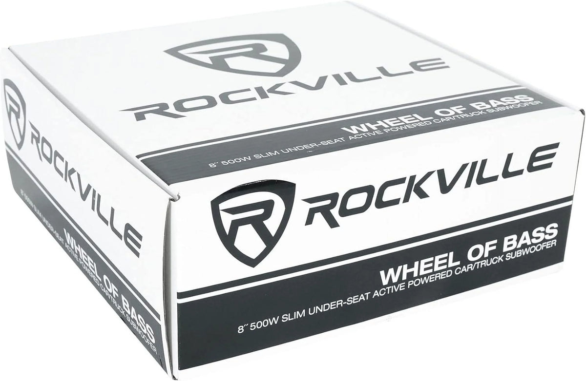 Rockville WHEEL OF BASS 8" Slim Under-Seat Powered Truck/Car Audio Subwoofer Sub
