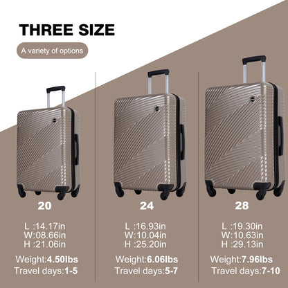 Tripcomp Luggage 3 Piece Set,Suitcase with Spinner Wheels Hardside Lightweight Luggage 20in24in28in.(Blue)