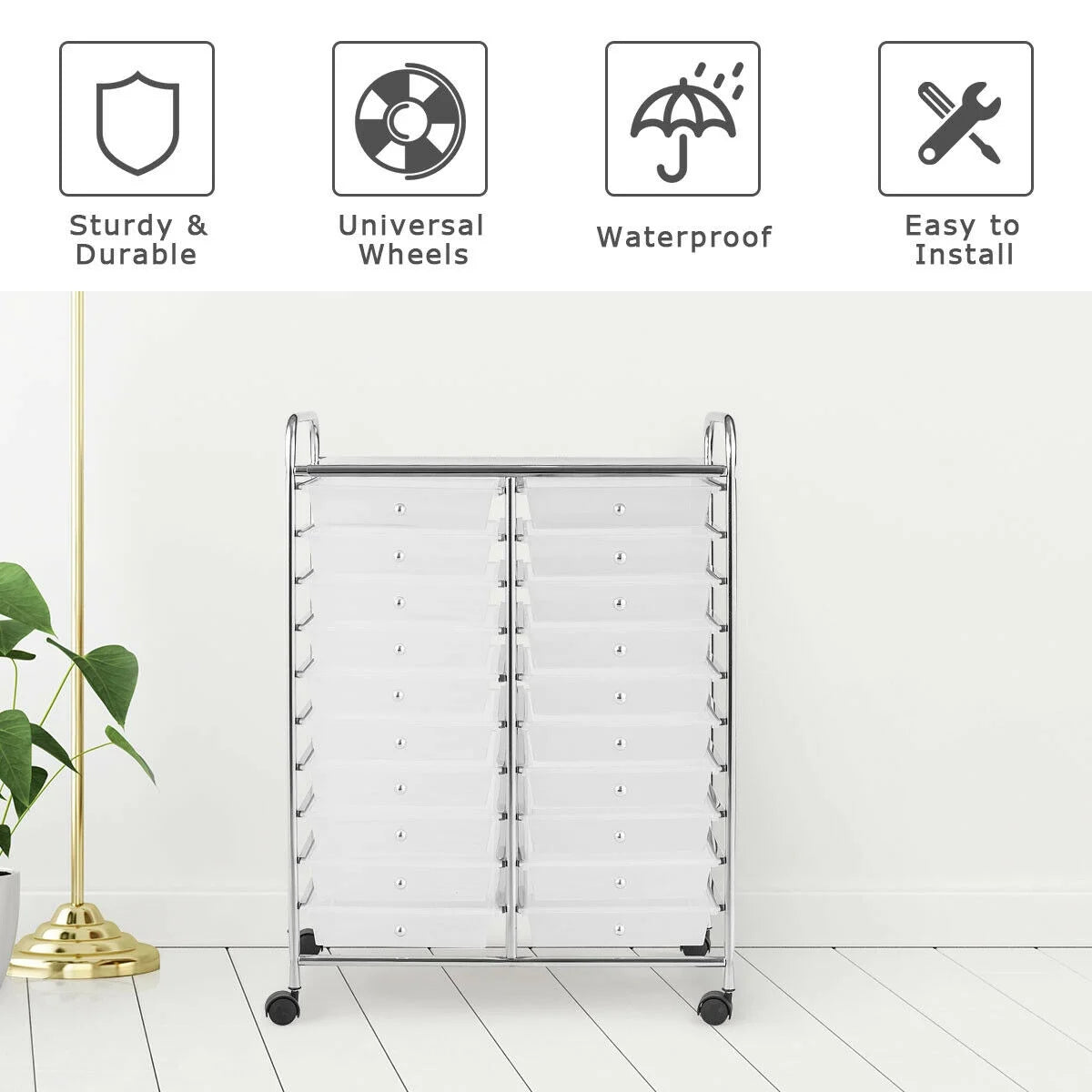 Gymax Office Rolling Cart 20 Storage Drawers Scrapbook Paper Studio Organizer Mutlicolor