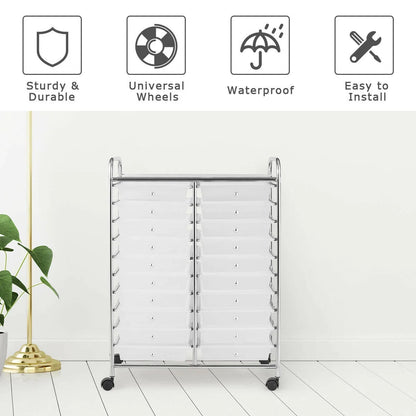 Gymax Office Rolling Cart 20 Storage Drawers Scrapbook Paper Studio Organizer Mutlicolor