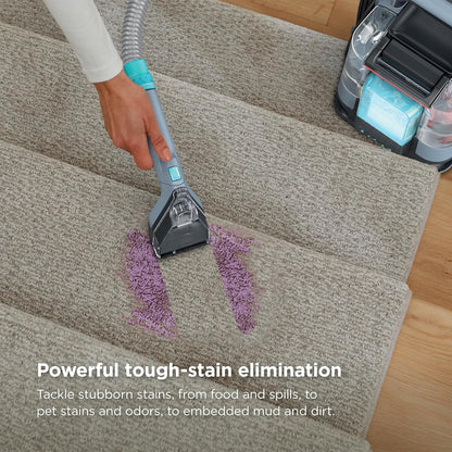 "StainStriker Portable Carpet & Upholstery Cleaner, XL Tool & Full-Size Cleaning Solution, Stain & Odor Remover, Perfect for Car Interiors, 4 Tools, Nordic Blue, PX202BRN"