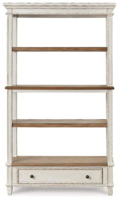 Signature Design by Ashley Realyn French Country 75" Bookcase with Drawer, Chipped White