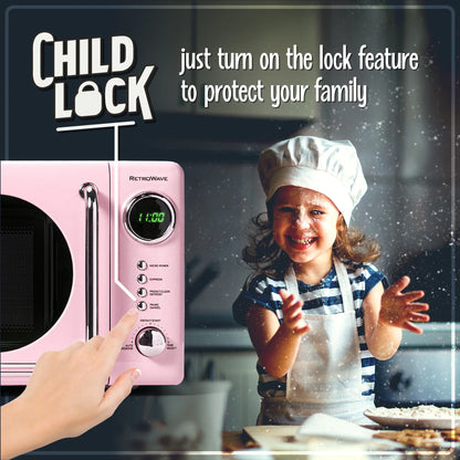 Nostalgia Retro Compact Countertop Microwave Oven - 0.7 Cu. Ft. - 700-Watts with LED Digital Display - Child Lock - Easy Clean Interior - Orange