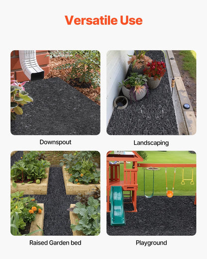 VEVOR Rubber Mulch for Landscaping, 2 Rolls Recycled Rubber Mulch Mat 96 x 22 in, Permanent Rubber Pathway, Natural-Looking Black Mulch Garden Edging for Plants, Vegetables & Flower Garden Barrier