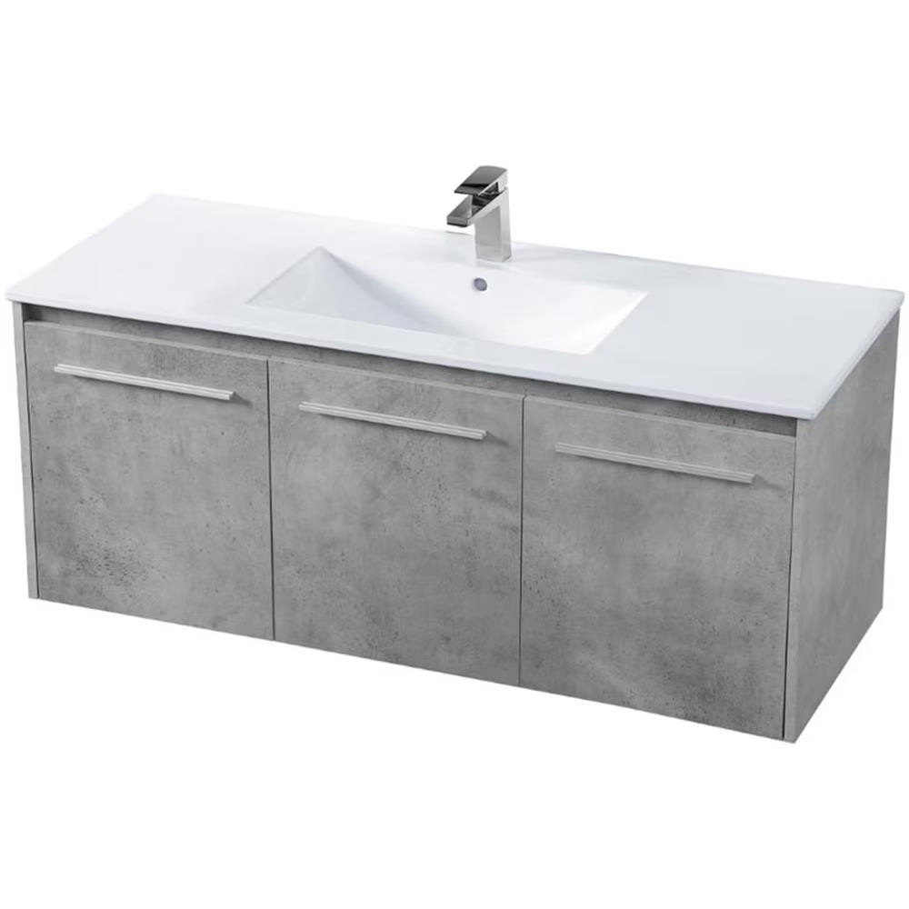 Elegant Kitchen and Bath 48 Inch  Single Bathroom Floating Vanity In Concrete Grey
