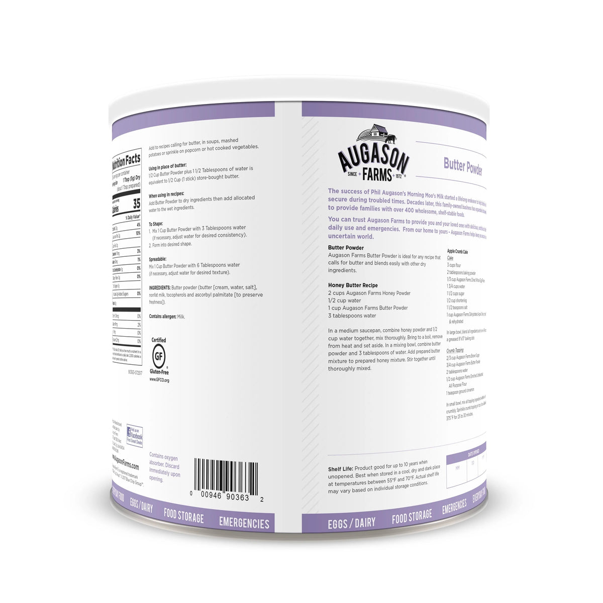 Augason Farms Butter Powder 2 lbs 4 oz No. 10 Can