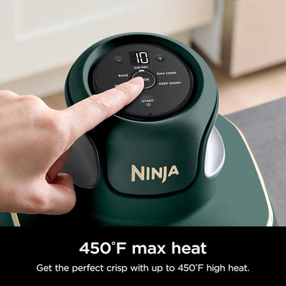 Ninja Crispi 5-in-1 Portable Glass Air Fryer Cooking System FN103BF, British Racing Green with Soft Gold Trim, 1500W, New