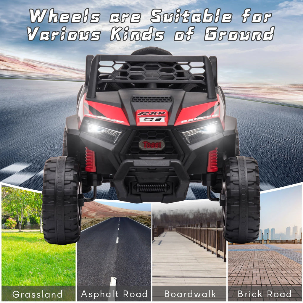 TOBBI 12V Kids Electric off-Road UTV Truck Car Battery Powered Ride on Toys for Girls with LED Headlights, Music, Horn