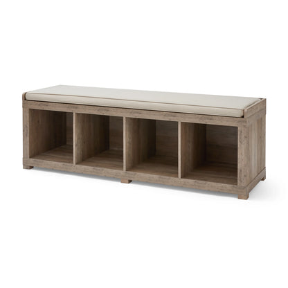 Better Homes & Gardens 4-Cube Shoe Storage 58.39" Bench, Weathered