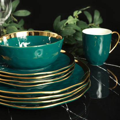 Stone Lain Florian 32-Piece Dinnerware Set Porcelain, Green