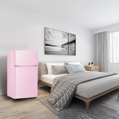 HUMSURE 3.2 Cu.Ft Pink Mini Fridge With Freezer, Compact Dorm Refrigerator, 2 Doors for Bedroom, Office, Kitchen, Apartment