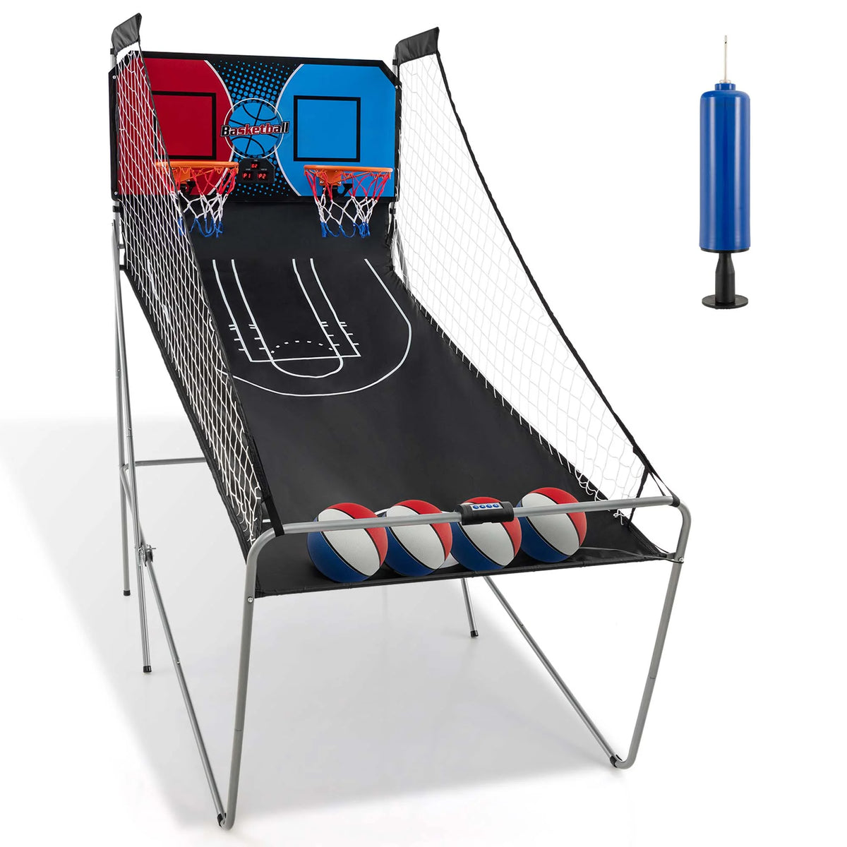 Costway Dual Shot Basketball Arcade Game with 8 Game Modes Electronic Scoring Blue
