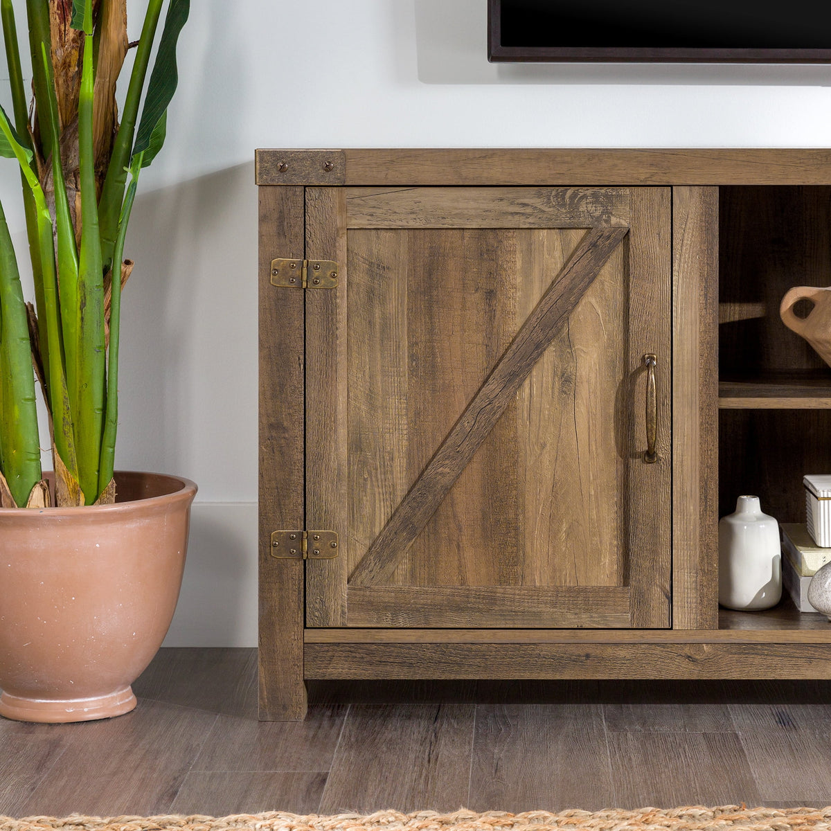 Walker Edison Modern Farmhouse Barn Door TV Stand for TVs up to 65", Grey Wash