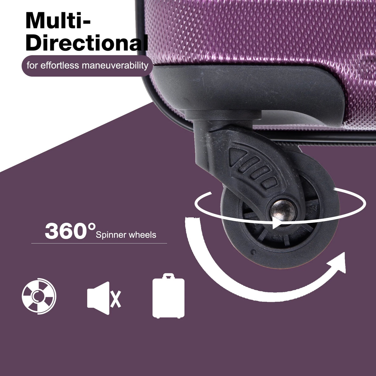 Tripcomp Hardside Luggage Set 3-Piece Set (21/25/29) Lightweight Suitcase 4-Wheeled Suitcase Set(Purple)